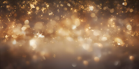 Light abstract glowing bokeh light. Shining star, sun particles and sparks with lens flare effect on black background. Sparkling magical dust particles. Christmas concept. - obrazy, fototapety, plakaty