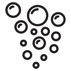 Bubbles flat, Soap foam, fizzy drink, oxygen bubble pictogram, effervescent effect vector illustrations, outline signs.