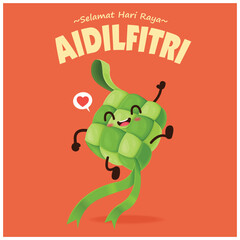 Hari Raya Aidilfitri background design with ketupat. Malay means Fasting day celebration, I seek forgiveness, physically and spiritually.