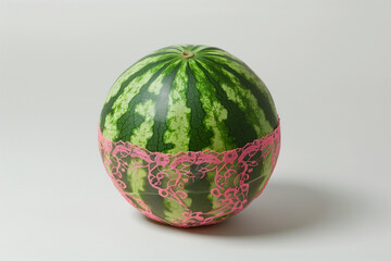 A watermelon wearing pink lace