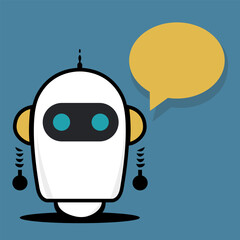 Chat bot logo design concept. Virtual smart assistant Bot icon. Robot head with speech bubble. Customer service chat bot.