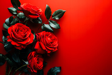  Roses rouges contre un mur rose