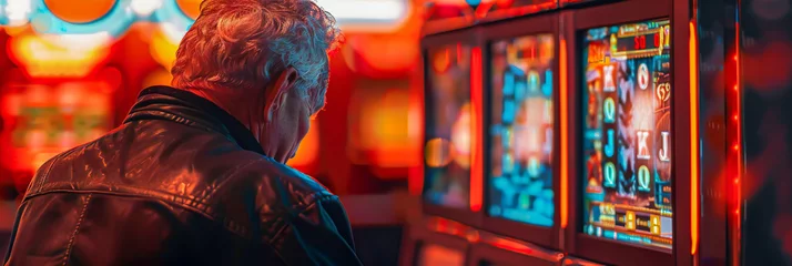 Foto op Canvas A man is playing a slot machine in a casino © VicenSanh