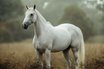 A Hyper-Detailed Portrait of a White Horse generative AI 
