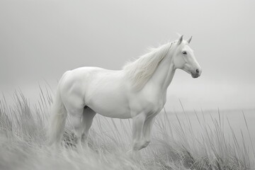 A Hyper-Detailed Portrait of a White Horse generative AI 