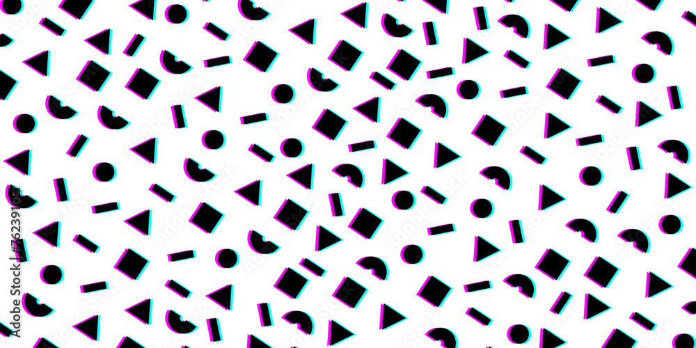 Poster hipster pattern with black and white geometric forms. retro 80s-90s pattern background. vector eps 1