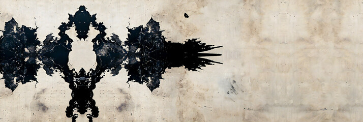 A Rorschach inkblot test, its ambiguous patterns used in psychoanalysis. Copy space - obrazy, fototapety, plakaty