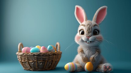 Easter's fluffy 3D icon, eggs galore in its basket.