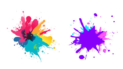 colorful ink splashes transparent background
