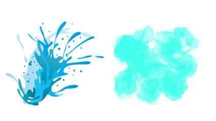 bule and sky ink splashes transparent background