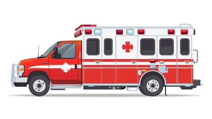 illustration of an ambulance on white background in high resolution and high quality. CONCEPT AMBULANCE TRUCK,emergency,help