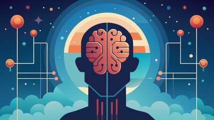 Abstract human brain and cosmic connection illustration