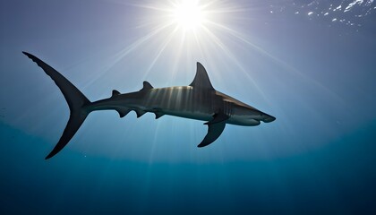 A Hammerhead Shark With Its Distinctive Silhouette Upscaled 5 - obrazy, fototapety, plakaty