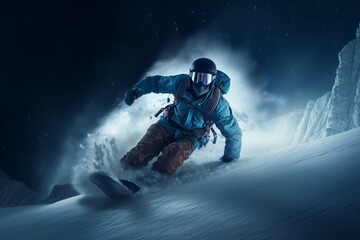 a person snowboarding down a snowy hill