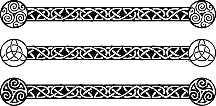 Grunge Celtic Knot Borders with Spirals, Triquetras, Triskeles
