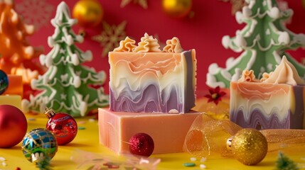 Christmas soap 2019 handmade on a bright background
