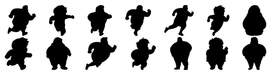 Obraz na płótnie Canvas Fat people silhouette set vector design big pack of illustration and icon