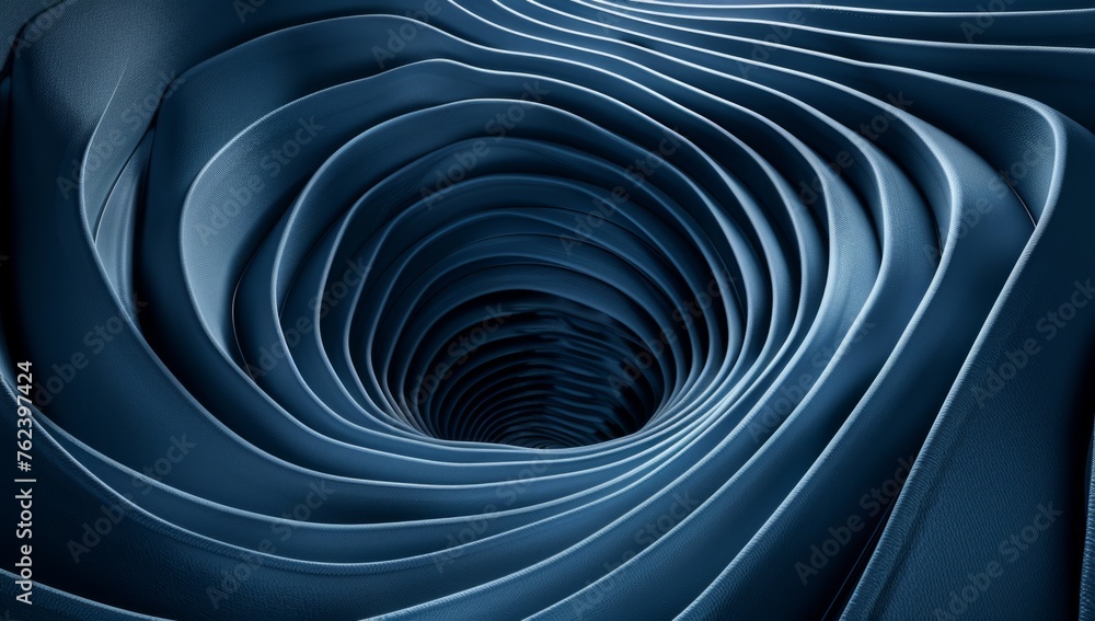 Poster 3d render, abstract blue background with lines and waves, geometric shape in the center generative a