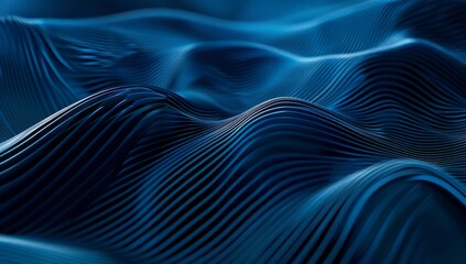 abstract blue background with lines and waves, dark blue color, futuristic style Generative AI