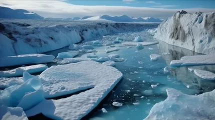 Raamstickers Generative AI Drone's eye view of Antarctic glaciers © vadosloginov