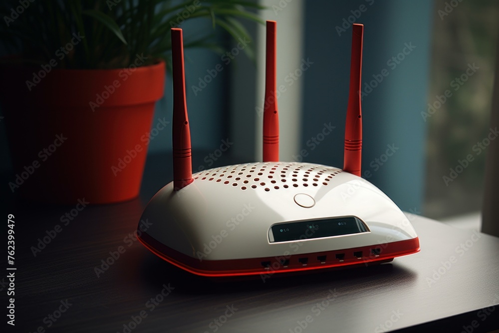 Poster reliable wifi modern router home. web device. generate ai