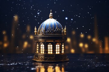 a small gold and blue dome shaped object with lights on top - Powered by Adobe