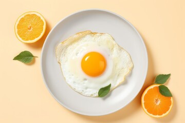 Fried eggs on a bright pastel background