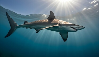 A Hammerhead Shark With Sunlight Filtering Through Upscaled 16