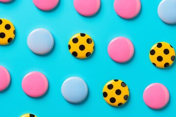 Pattern with colored buttons on a pastel background. Pop art design. Creative concept.