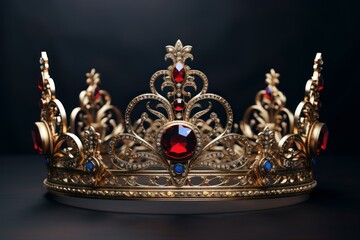 Plush Royal crown velvet. Monarch nobility. Generate Ai