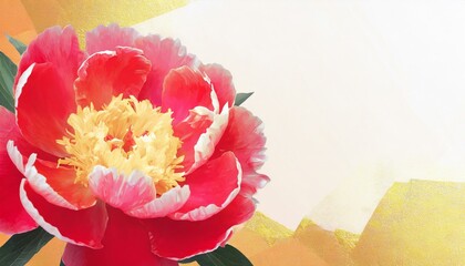 Illustration of delicate and beautiful red peonies.