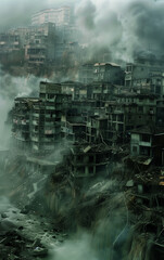 aftermath of earthquake or war - obrazy, fototapety, plakaty