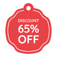 red 65 percent discount label on white background
