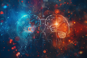 Conceptual Representation of IQ vs EQ: A Juxtaposition of Cognitive Intelligence & Emotional Intelligence - obrazy, fototapety, plakaty