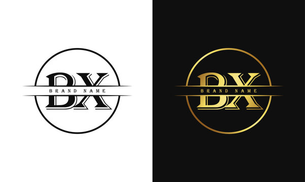 Elegant, Luxurious, Professional and minimal BX letters monogram icon design in bright golden color.