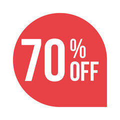 red 70 percent discount label on white background