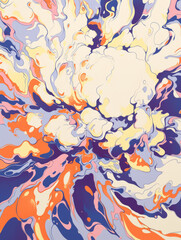 Abstract expressive art. Colorful paint stains. Gouache or acrylic painting. Fluid background. Explosion and splash of colors. Illustration for poster, notebook cover, phone case. Generative AI