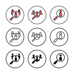 Hiring icon vector illustration. Search job vacancy sign and symbol. Human resources concept. Recruitment