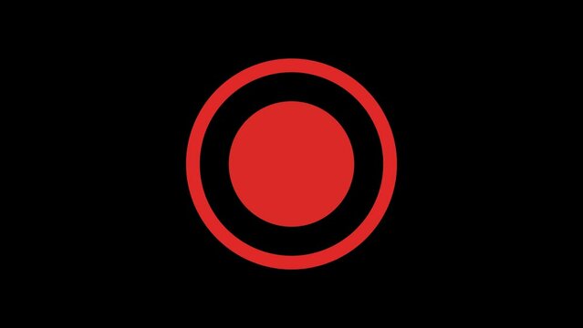 Recording Red Circle dot button Animation with transparent background 