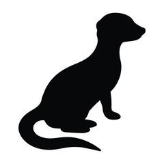 black silhouette of a meerkat on white