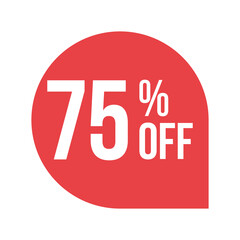 red 75 percent discount label on white background