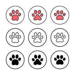 Paw icon vector illustration. paw print sign and symbol. dog or cat paw