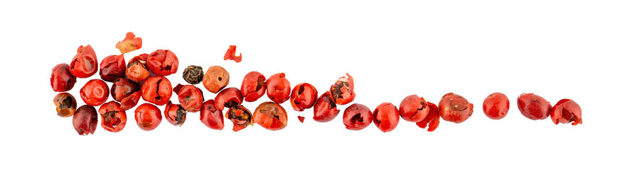 Red pepper seeds, pile of aromatic peppercorn spice, dried cooking spicy ingredients, graphic...
