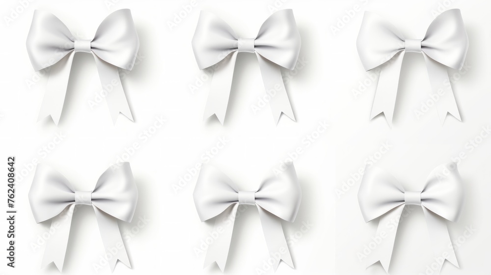 Aufkleber generative ai set of different white ribbons, on a white isolated background
