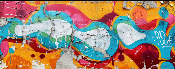 Abstract graffiti on a brick wall for background. Colorful background. - obrazy, fototapety, plakaty