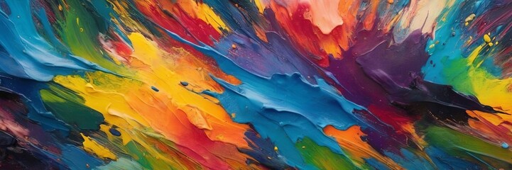 oil daub rough colorful bold rainbow color explosion painting texture, with oil brushstroke, knife...