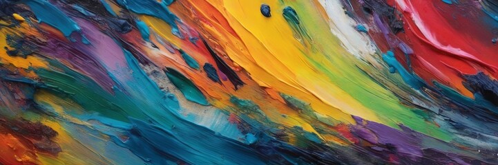 oil daub rough colorful bold rainbow color explosion painting texture, with oil brushstroke, knife...