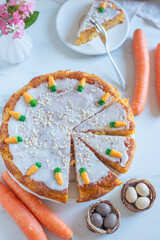 Easter carrot cake, american carrot cake decorated fondant carrots - 762410429