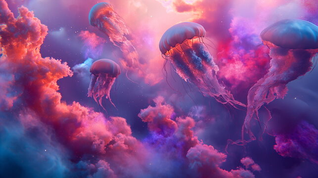 capsule belches smoke through the atmosphere and crashes on an alien world full of jellyfish