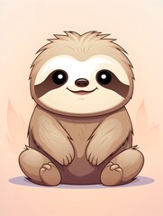 Fototapeta premium Adorable Sloth Relaxing in Lush Tropical Foliage with Cheerful Expression